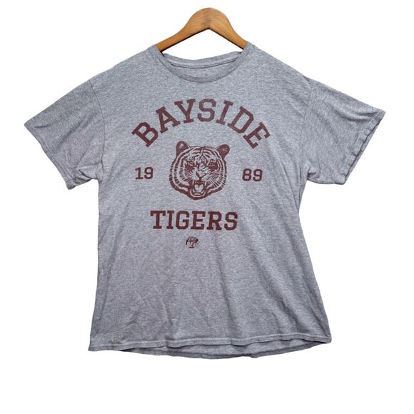 VTG NBC Saved By The Bell Bayside Tigers Gray Logo Tee 80s 90s T Shirt L - Picture 1 of 5